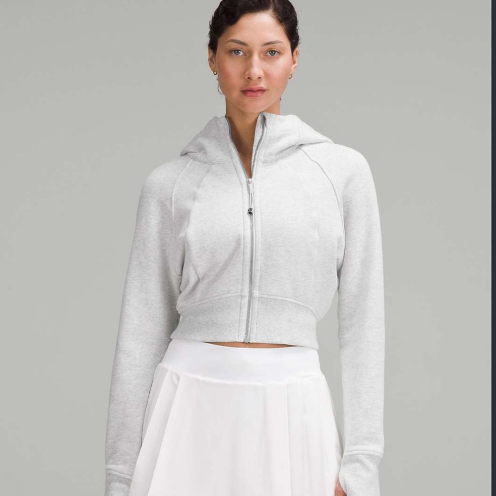 Grey Lululemon Full-Zip Cropped Hoodie (XS)